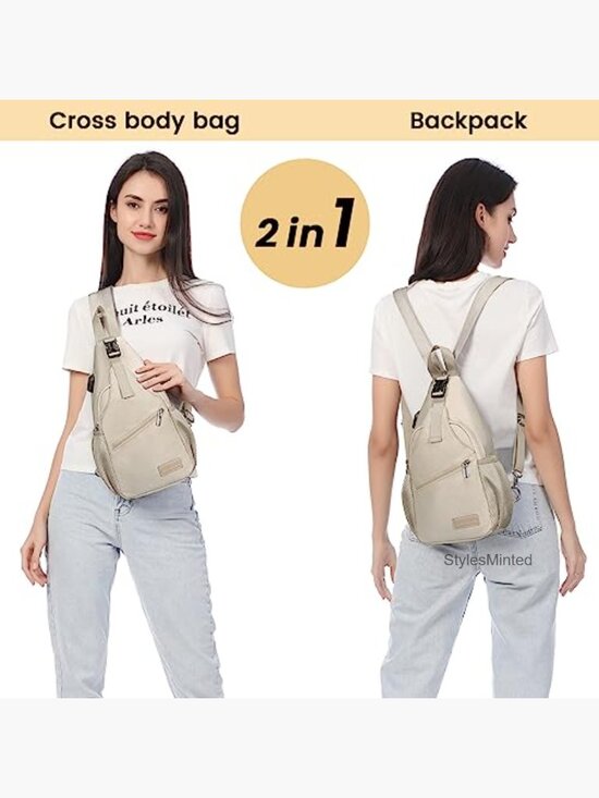 Nylon Convertible Sling Backpack Crossbody for Travel Hiking Daypack